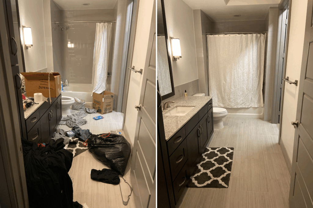 unpacked bathroom - Unpacking Services in Allen, TX + Collin County