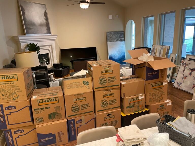 New home unpacking service in Allen TX showing a fully organized and styled kitchen after move-in